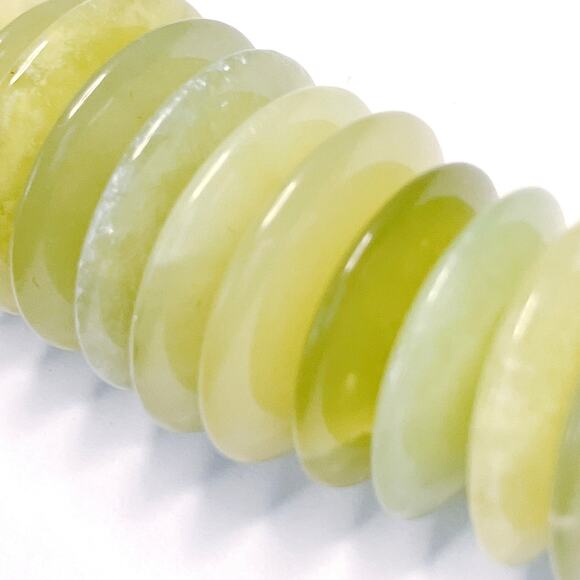 Signed Sterling Silver Jay King Graduated Green Serpentine Disc Beaded Necklace - Picture 5 of 16